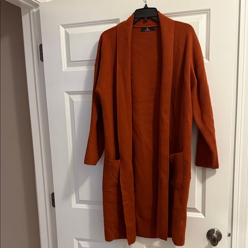 Rust Orange Open Front Cardigan